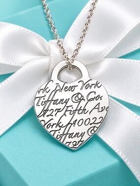 Tiffany & Co Heart Notes Necklace 16” Sterling Silver Fifth Avenue Retired